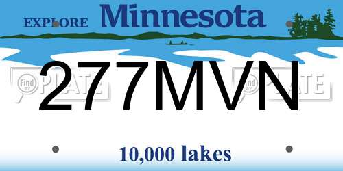 277MVN Minnesota License Plate