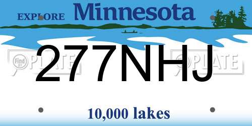 277NHJ Minnesota License Plate