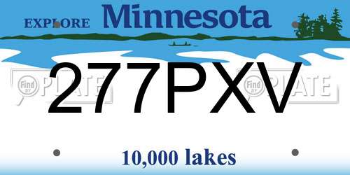277PXV Minnesota License Plate