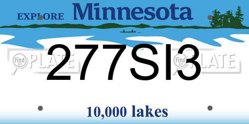 277SI3 Minnesota License Plate