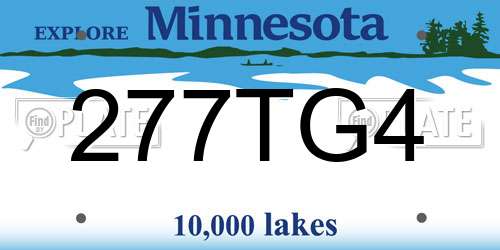 277TG4 Minnesota License Plate