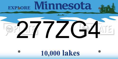 277ZG4 Minnesota License Plate