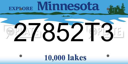 27852T3 Minnesota License Plate