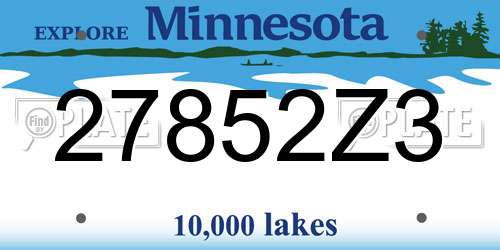 27852Z3 Minnesota License Plate