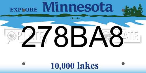 278BA8 Minnesota License Plate