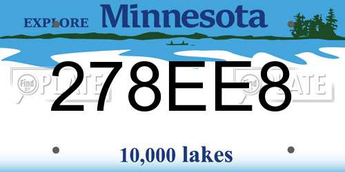 278EE8 Minnesota License Plate