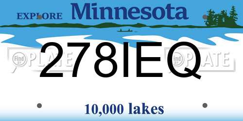 278IEQ Minnesota License Plate