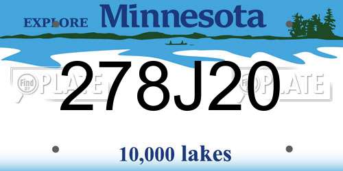 278J20 Minnesota License Plate