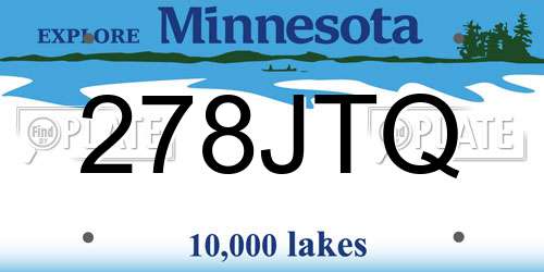 278JTQ Minnesota License Plate