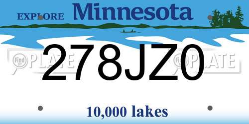 278JZ0 Minnesota License Plate