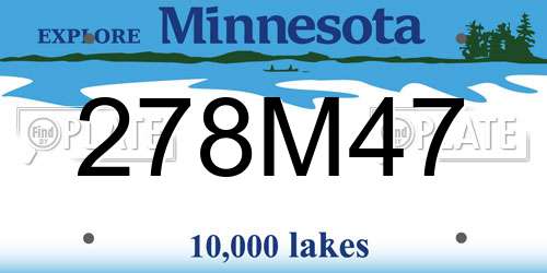 278M47 Minnesota License Plate