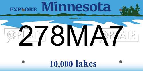 278MA7 Minnesota License Plate
