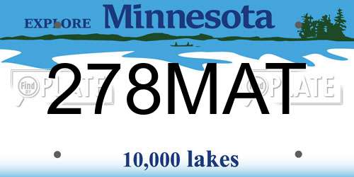 278MAT Minnesota License Plate