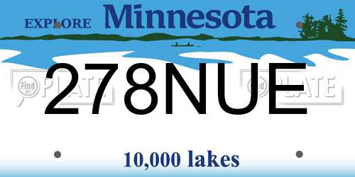 278NUE Minnesota License Plate
