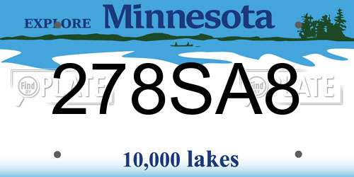 278SA8 Minnesota License Plate