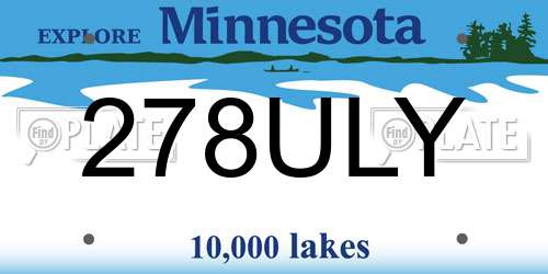278ULY Minnesota License Plate