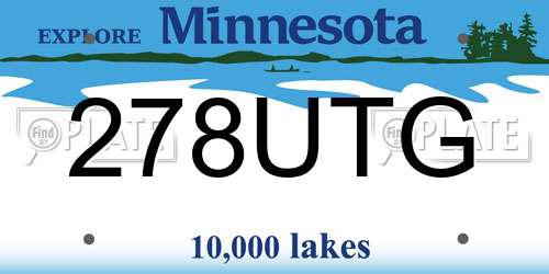278UTG Minnesota License Plate