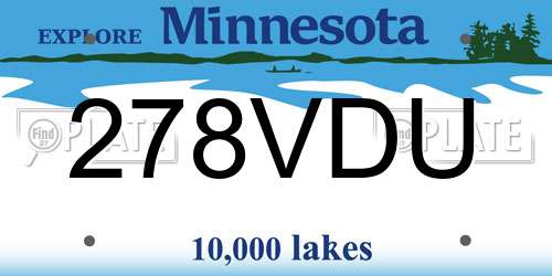 278VDU Minnesota License Plate