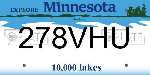 278VHU Minnesota License Plate