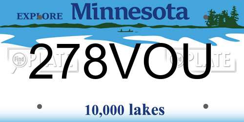 278VOU Minnesota License Plate