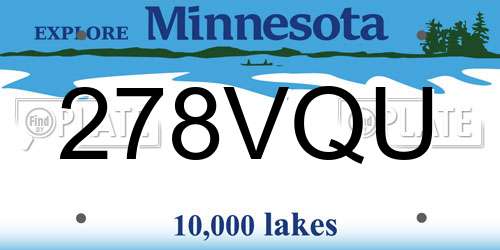 278VQU Minnesota License Plate