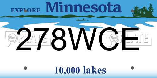 278WCE Minnesota License Plate
