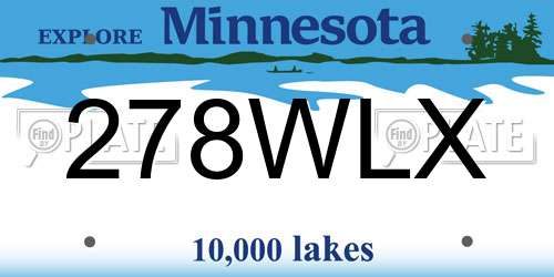278WLX Minnesota License Plate