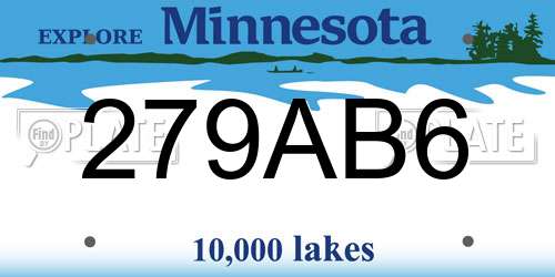 279AB6 Minnesota License Plate