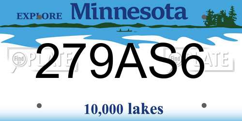 279AS6 Minnesota License Plate