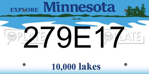 279E17 Minnesota License Plate
