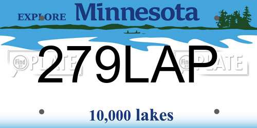 279LAP Minnesota License Plate