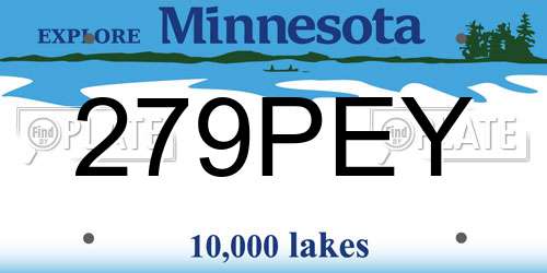 279PEY Minnesota License Plate