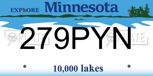 279PYN Minnesota License Plate