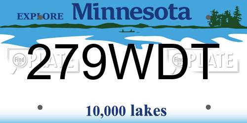 279WDT Minnesota License Plate