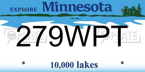 279WPT Minnesota License Plate