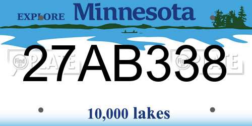 27AB338 Minnesota License Plate