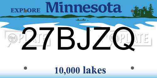 27BJZQ Minnesota License Plate