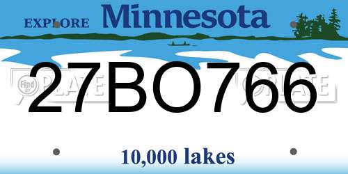 27BO766 Minnesota License Plate