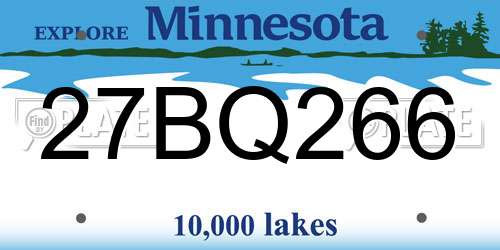 27BQ266 Minnesota License Plate
