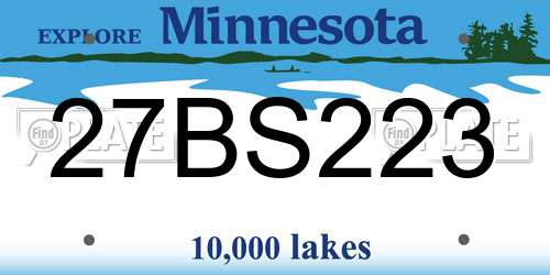 27BS223 Minnesota License Plate