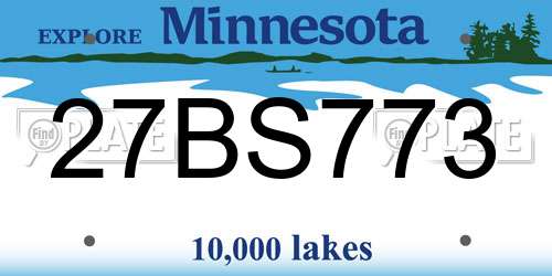 27BS773 Minnesota License Plate