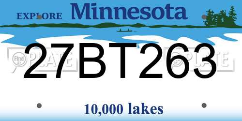 27BT263 Minnesota License Plate
