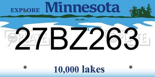 27BZ263 Minnesota License Plate
