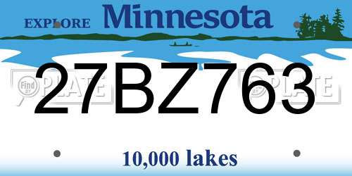 27BZ763 Minnesota License Plate