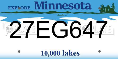 27EG647 Minnesota License Plate