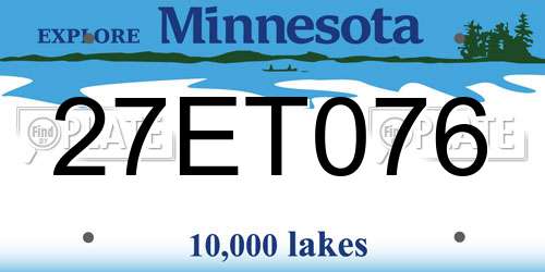 27ET076 Minnesota License Plate