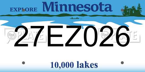 27EZ026 Minnesota License Plate