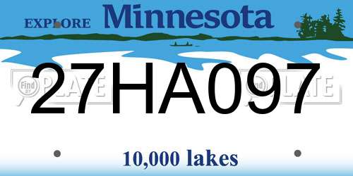27HA097 Minnesota License Plate
