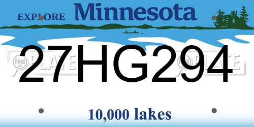 27HG294 Minnesota License Plate