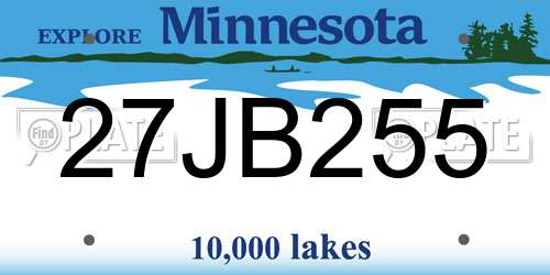 27JB255 Minnesota License Plate
